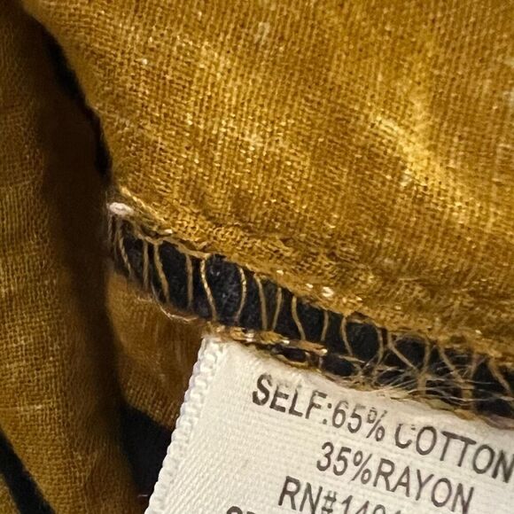 Favlux Fashion Blouse Tops Striped Mustard Size S - Picture 6 of 7